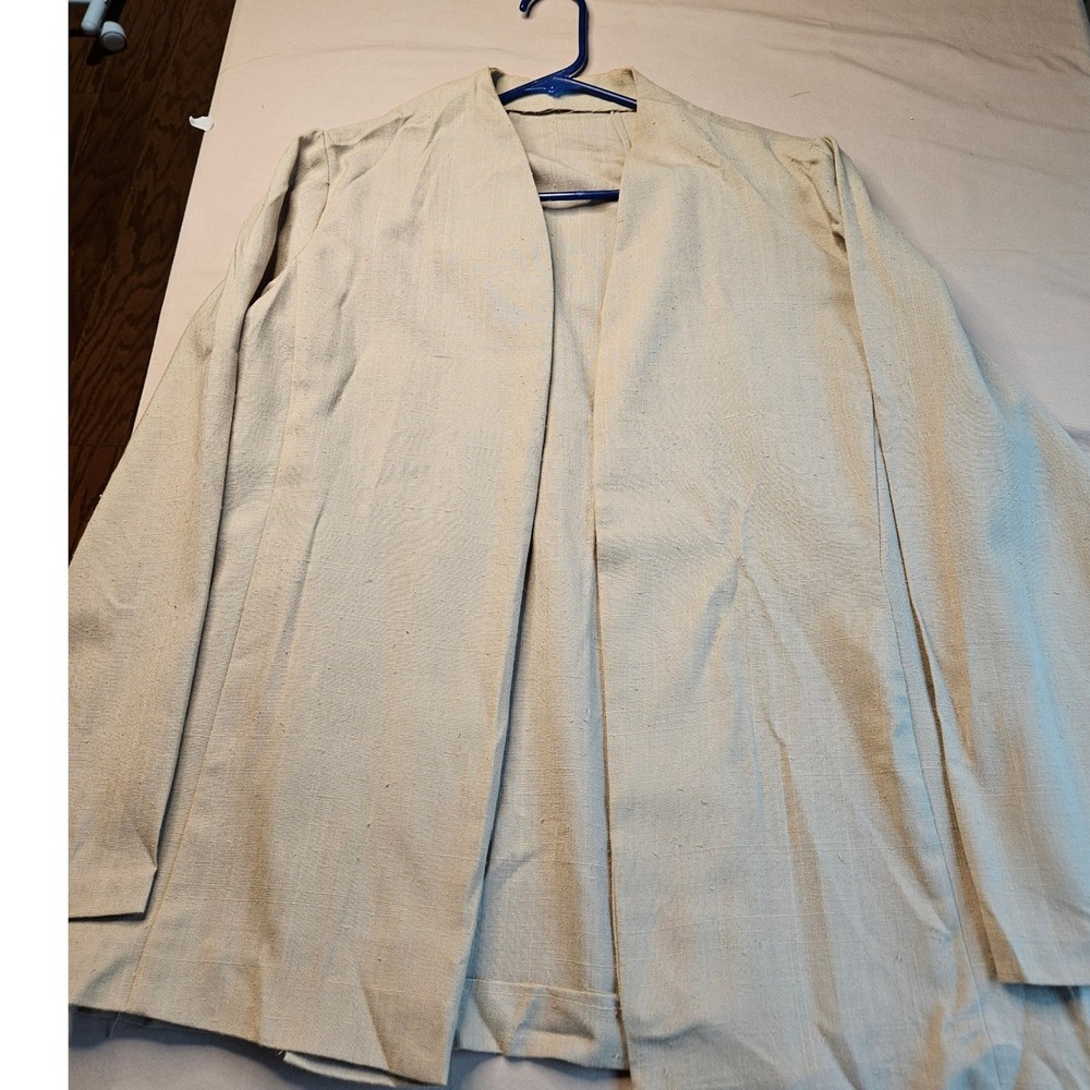 Womens Beige‎ Open Front Lightweight Jacket Casual- Medium- Vintage- Handmade